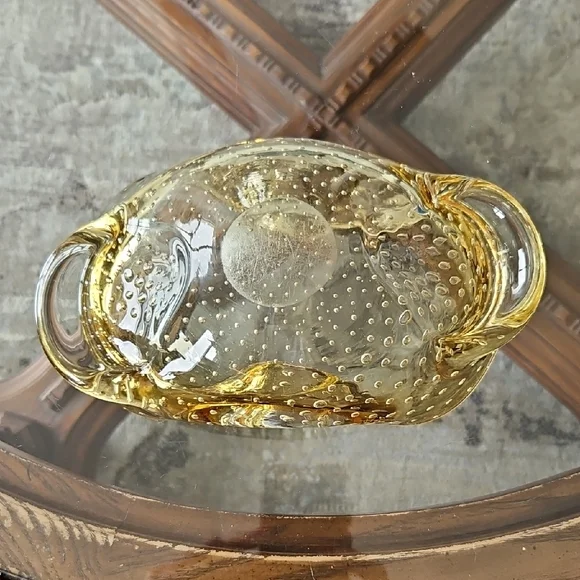 Art Glass Bowl - Luminous Gold - Vintage - Picture 8 of 12